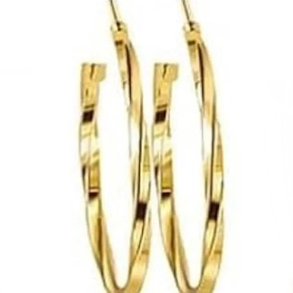 Gold Textured Hoop Earrings - Picture 2 of 2